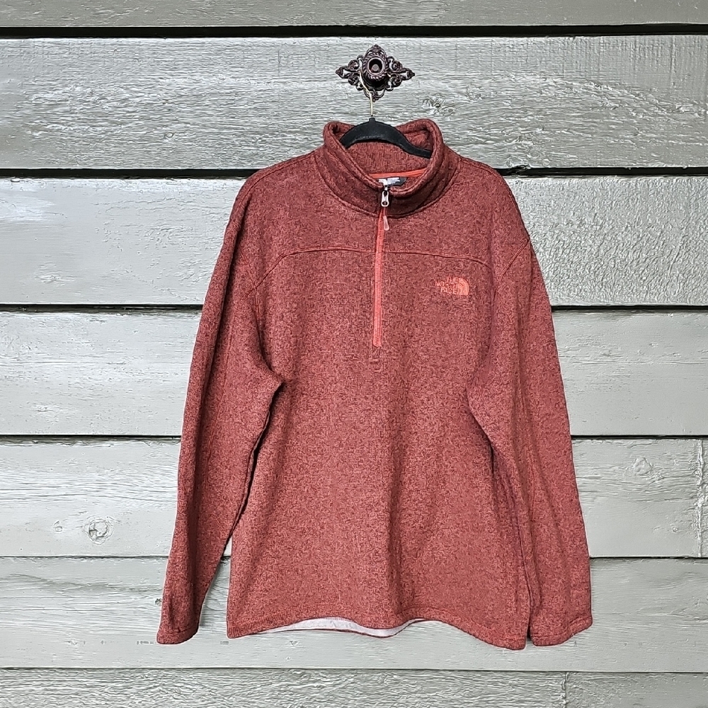 THE NORTH FACE Leo Fleece Pullover Sweater 1/4 Zip Rust sz XXL Men's Gorpcore